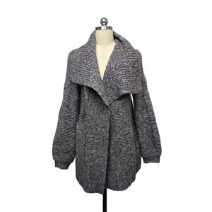 Prana Women's Chunky Knit Cardigan Sweater Shawl Collar Gray‎ Pink Size M